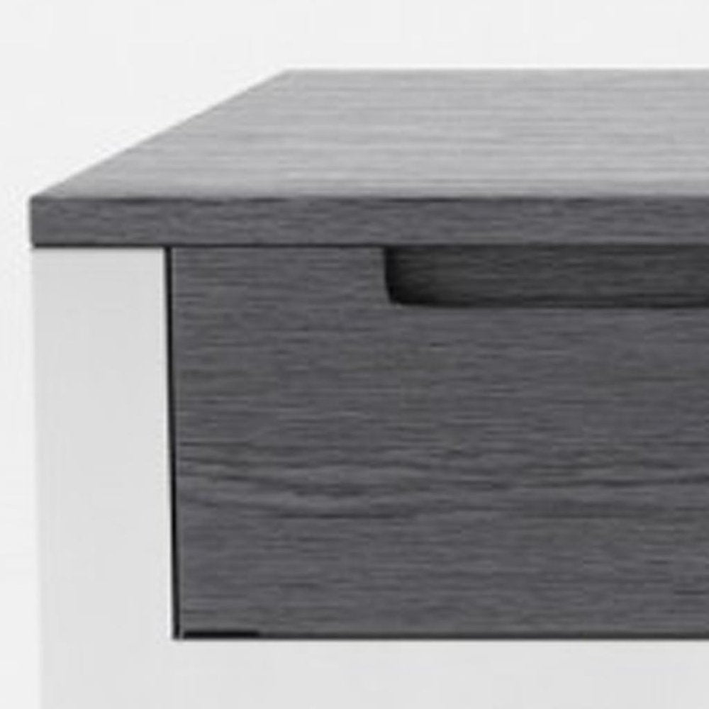 63" Gray and Silver Writing Desk With Three Drawers