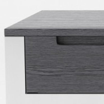 63" Gray and Silver Writing Desk With Three Drawers