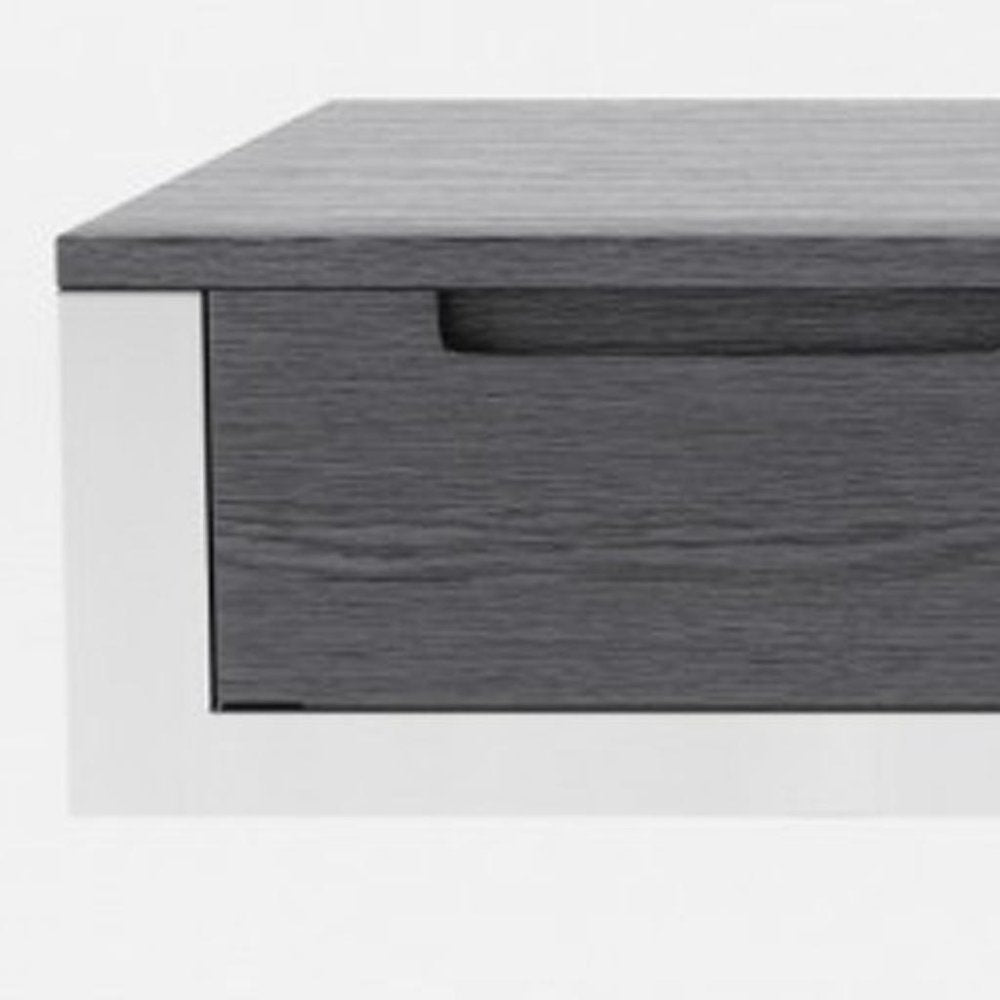 63" Gray and Silver Writing Desk With Three Drawers