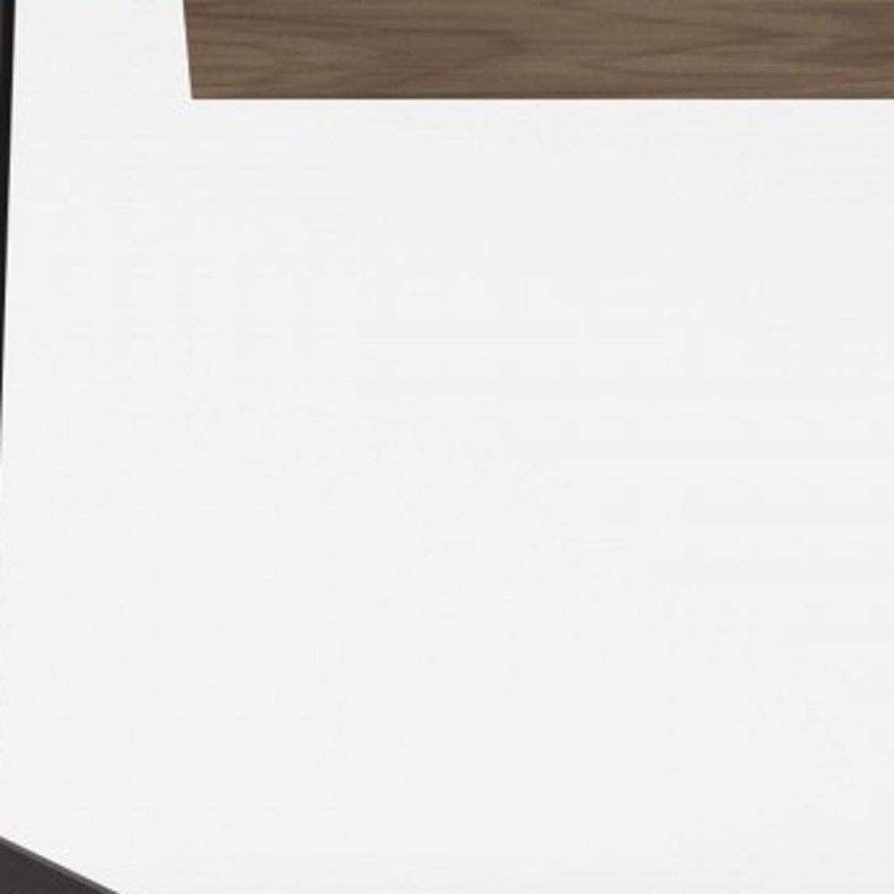 55" Walnut And Black Glass Rectangular Writing Desk