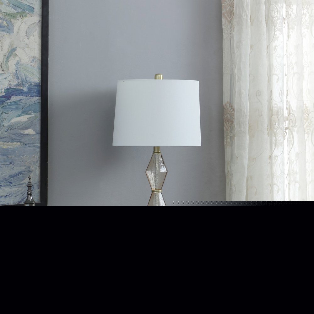 30" Brushed Gold Geo Glass Table Lamp With Shade