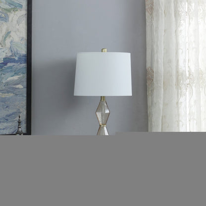30" Brushed Gold Geo Glass Table Lamp With Shade