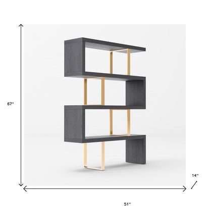 Gold And Gray Four Tier Bookcase