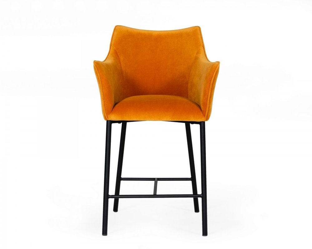 26" Yellow And Black Iron Low Back Counter Height Bar Chair