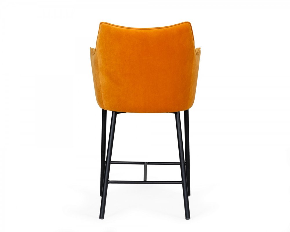 26" Yellow And Black Fabric And Iron Low Back Counter Height Bar Chair