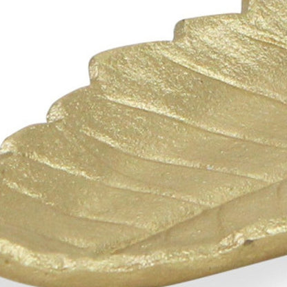 10" Gold Cast Iron Leaf Vanity Tray