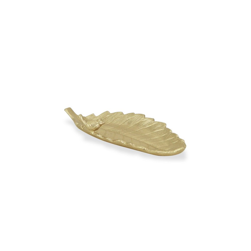 10" Gold Cast Iron Leaf Vanity Tray