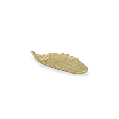 10" Gold Cast Iron Leaf Vanity Tray