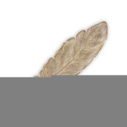 18" Gold Feather Metal Handmade Tray