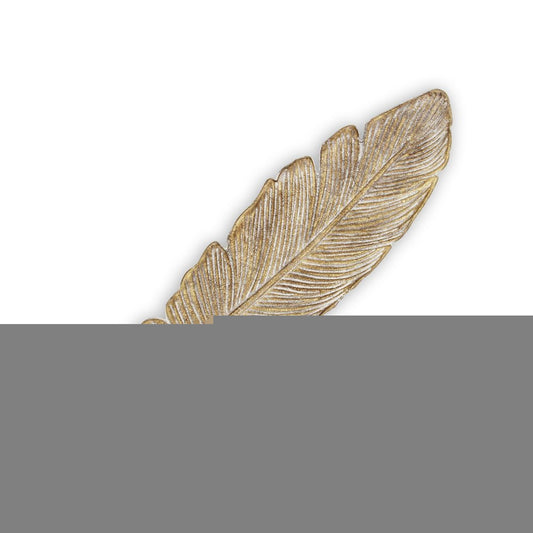 18" Gold Feather Metal Handmade Tray