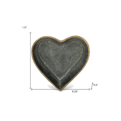 6" Black Heart Metal Heart Handmade Vanity Tray
