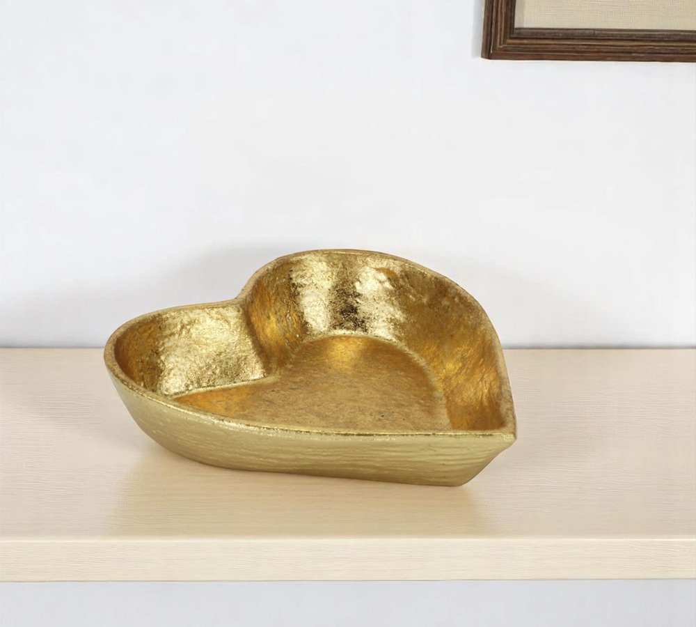 7" Gold Heart Cast Iron Handmade Vanity Tray