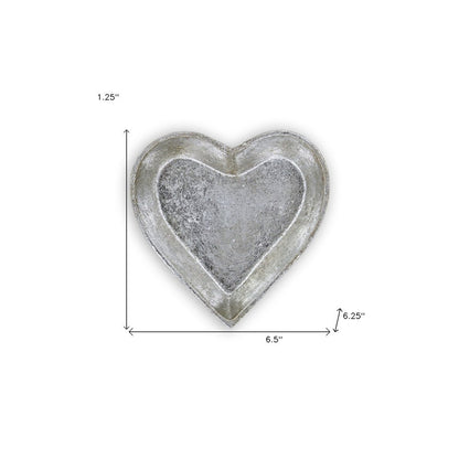 7" Silver Heart Cast Iron Handmade Vanity Tray