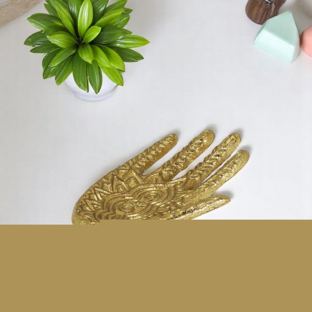 5" Gold Hamza Metal Handmade Tray