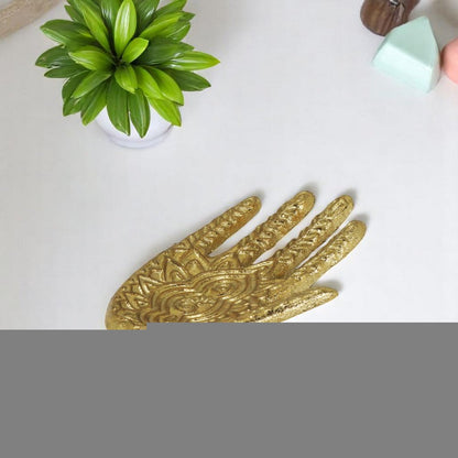 5" Gold Hamza Metal Handmade Tray