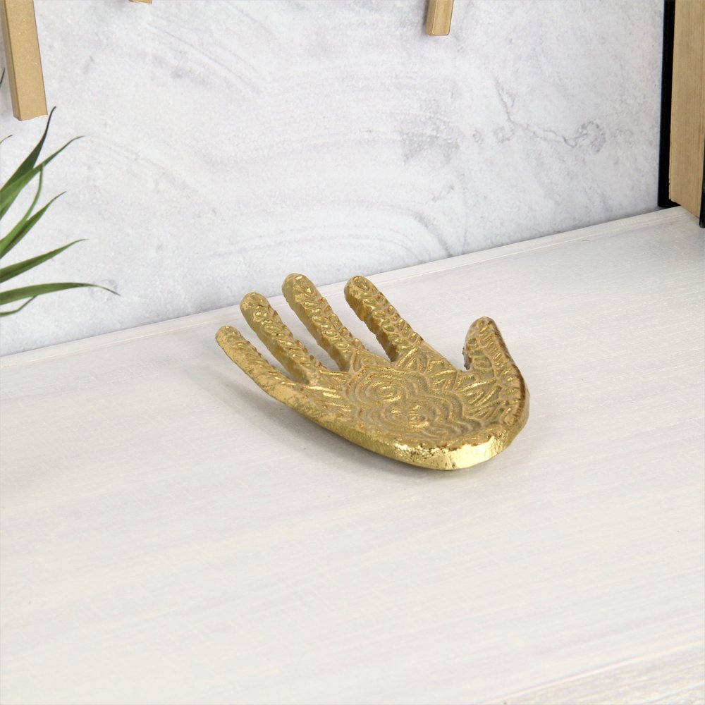 5" Gold Hamza Metal Handmade Tray