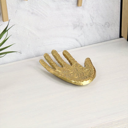 5" Gold Hamza Metal Handmade Tray