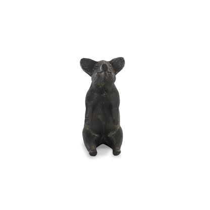 8" Black Metal Pig Hand Painted Figurine Tabletop Sculpture