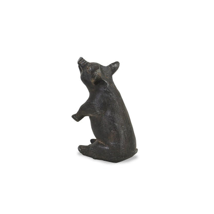 8" Black Metal Pig Hand Painted Figurine Tabletop Sculpture