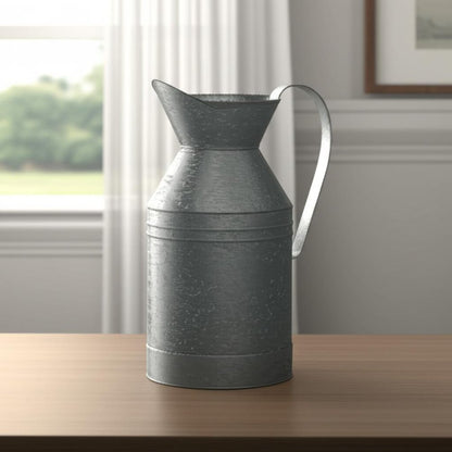 11" Gray Metal Jug Vase