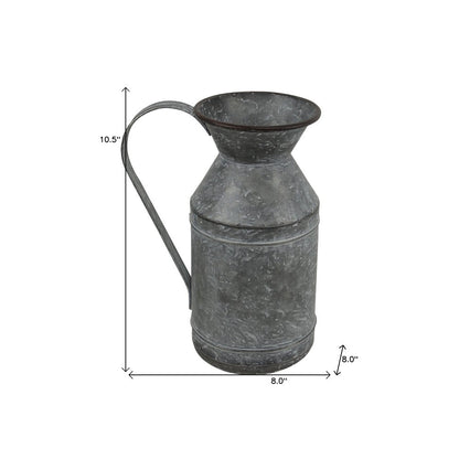 11" Gray Metal Jug Vase