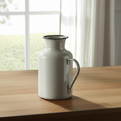 8" Gray and Black Metal Jug Vase