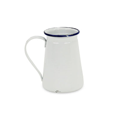 6" White and Blue Metal Jug Vase