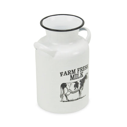 8" Black And White Metal Jug Vase