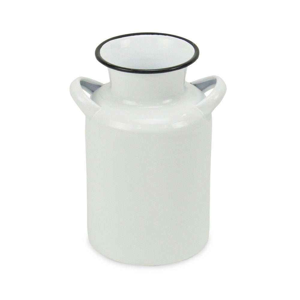 8" Black And White Metal Jug Vase