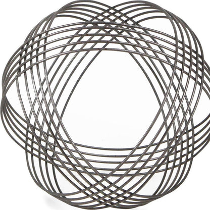 9" Gray Metal Hand Painted Decorative Orb Tabletop Sculpture