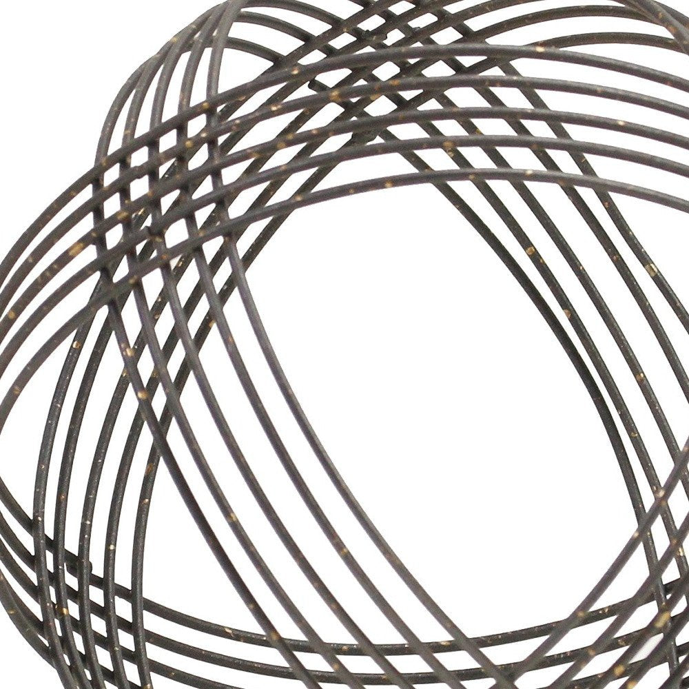 7" Gray Metal Hand Painted Decorative Orb Tabletop Sculpture