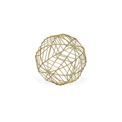 7" Gold Metal Hand Painted Decorative Orb Tabletop Sculpture