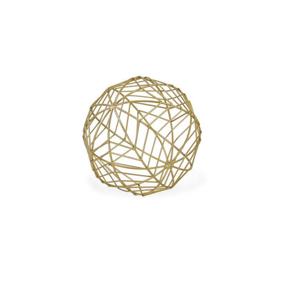 7" Gold Metal Hand Painted Decorative Orb Tabletop Sculpture