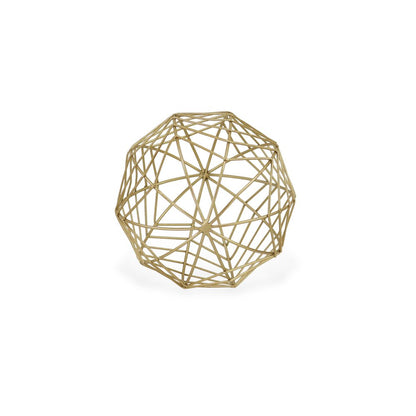 7" Gold Metal Hand Painted Decorative Orb Tabletop Sculpture