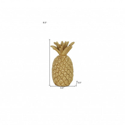 9" Gold Cast Iron Pineapple Hand Painted Sculpture