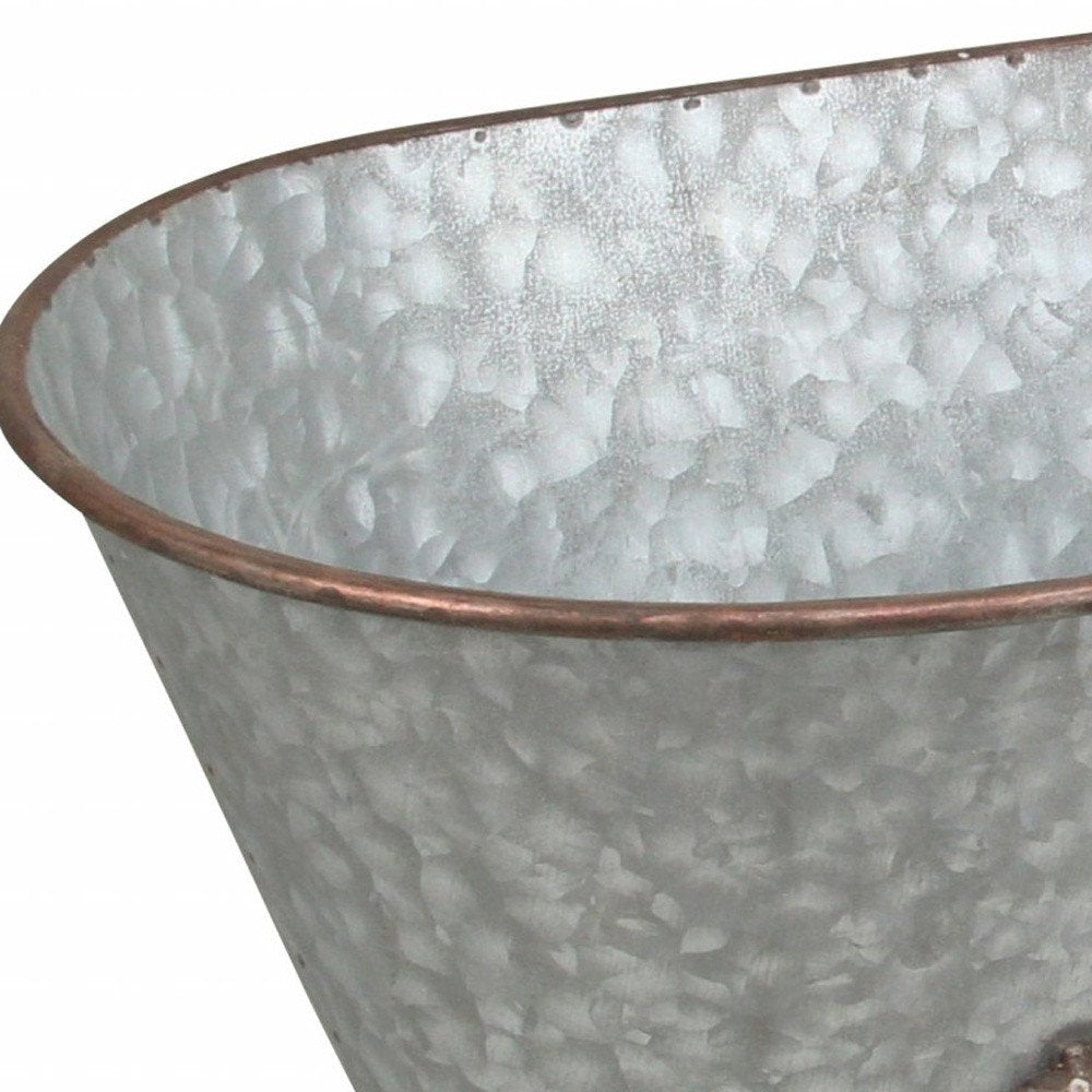 7" Gray Galvanized Metal Hand Painted Tabletop Sculpture