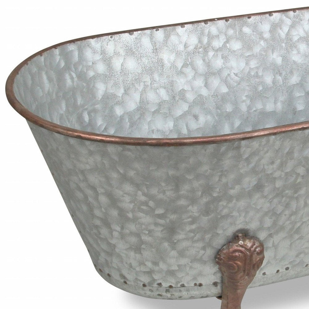 7" Gray Galvanized Metal Hand Painted Tabletop Sculpture