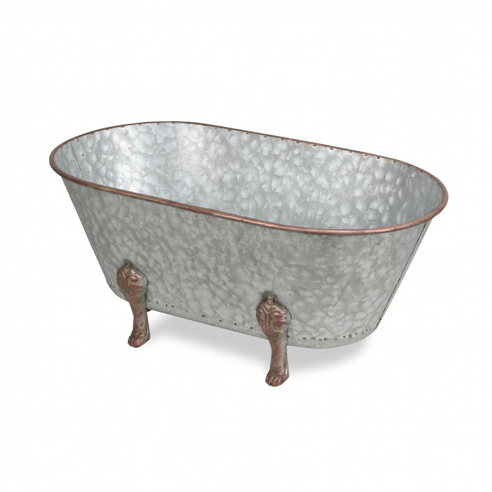 7" Gray Galvanized Metal Hand Painted Tabletop Sculpture