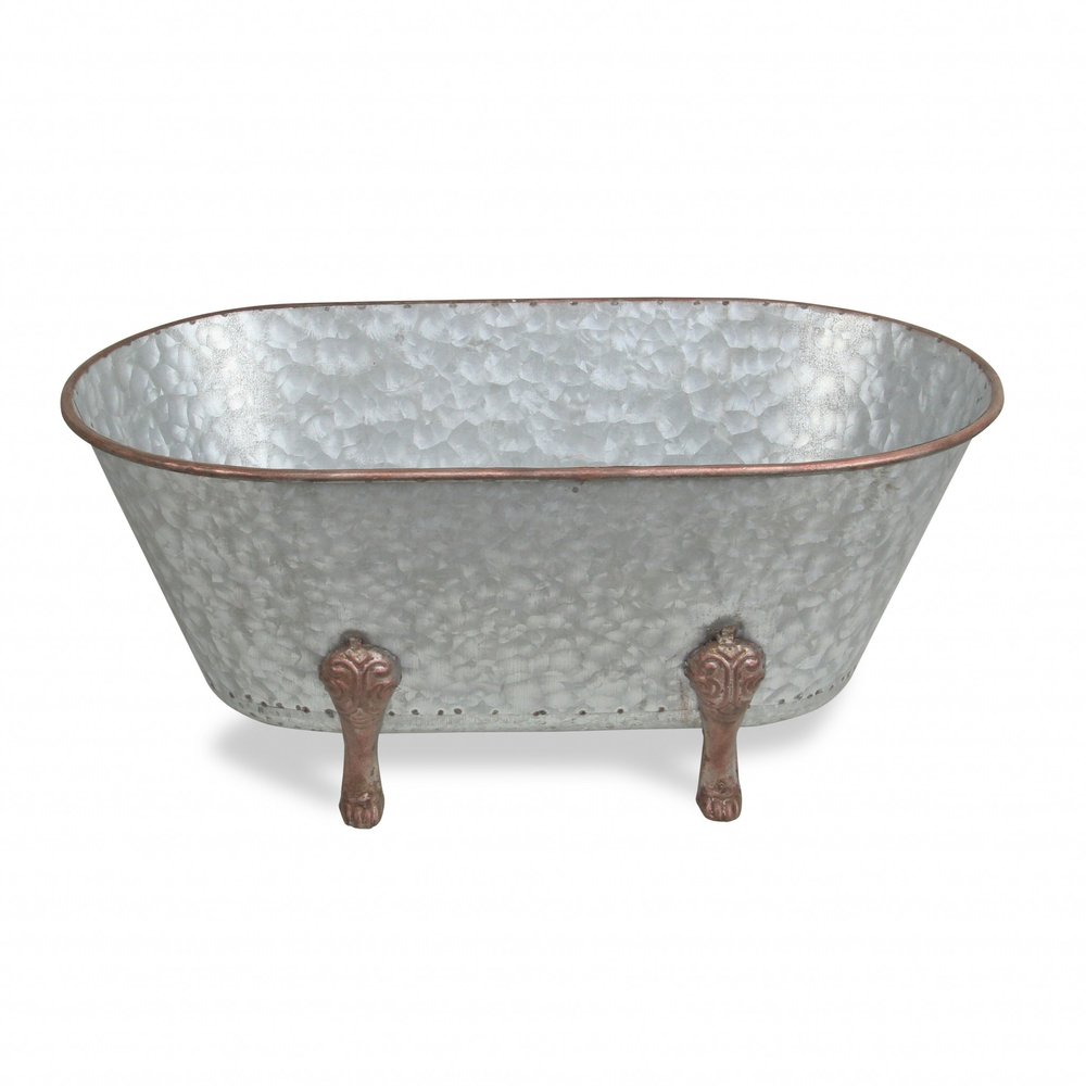 7" Gray Galvanized Metal Hand Painted Tabletop Sculpture