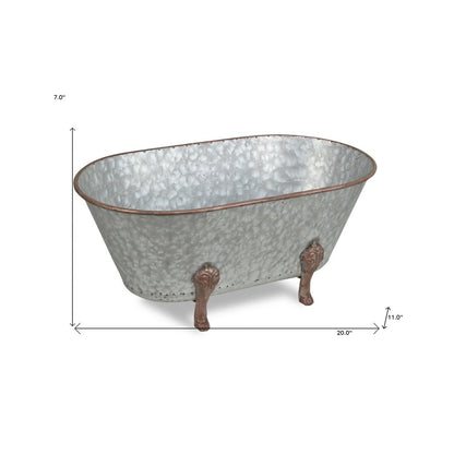 7" Gray Galvanized Metal Hand Painted Tabletop Sculpture