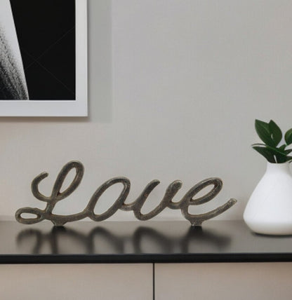 3" Black Cast Iron Love Hand Painted Tabletop Sculpture