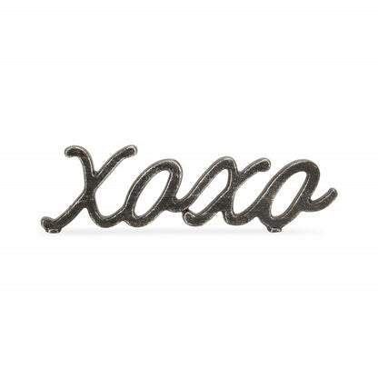 3" Black Cast Iron Hand Painted XOXO Sentiment Tabletop Sculpture
