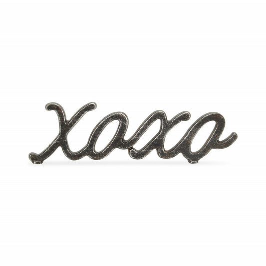3" Black Cast Iron Hand Painted XOXO Sentiment Tabletop Sculpture