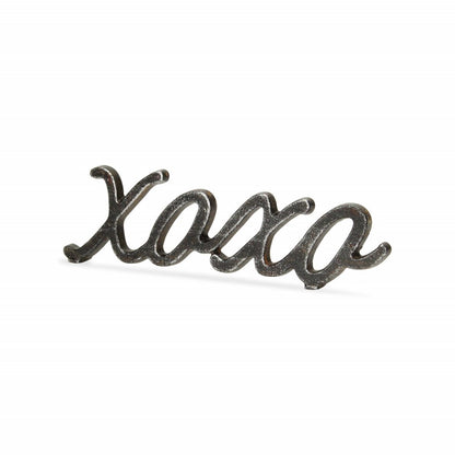 3" Black Cast Iron Hand Painted XOXO Sentiment Tabletop Sculpture