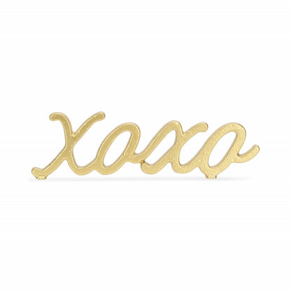 3" Gold Cast Iron Hand Painted XOXO Sentiment Tabletop Sculpture