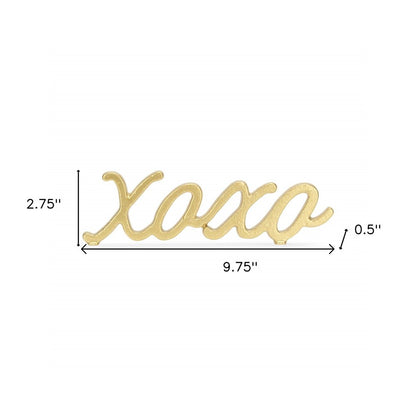 3" Gold Cast Iron Hand Painted XOXO Sentiment Tabletop Sculpture