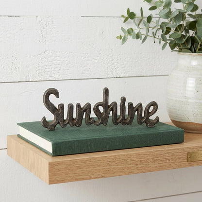 3" Black Cast Iron Hand Painted Sunshine Sculpture