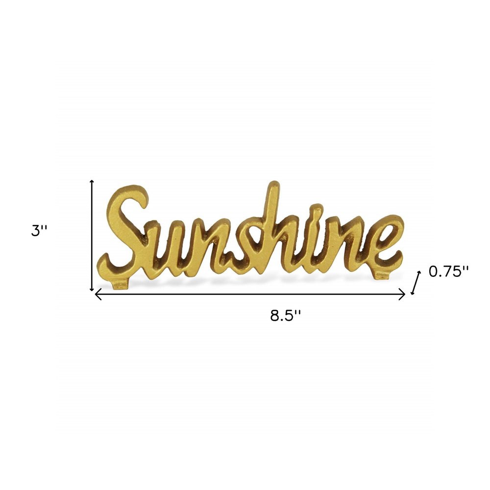 3" Gold Cast Iron Hand Painted Sunshine Sculpture