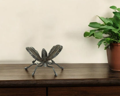 4" Black Cast Iron Butterfly Hand Painted Tabletop Sculpture
