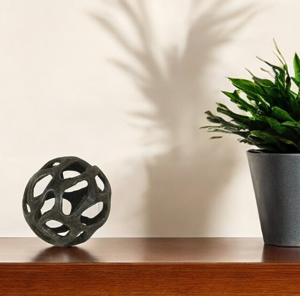 4" Black Cast Iron Hand Painted Tabletop Sculpture